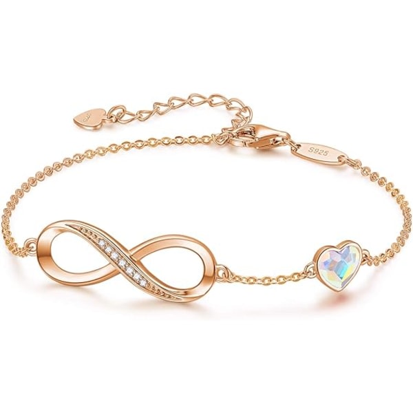 IC Infinity Heart Symbol Charm Link Armband for kvinner 925 Sterling Silver Rostfritt stål Justerbar Jubileumssmycken Födelsedagspresenter