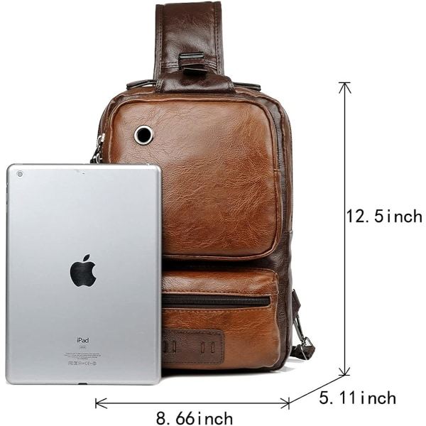 IC Sling Crossbody -laukku Axelväska Miehille ja Naisille Retro PU Nahka Sling Reppu Pyöräily, Muoti