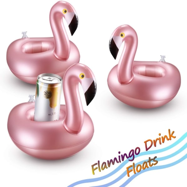 IC 12 stk oppustelige drikkeholdere Flamingo drikke flyder Genanvendelige oppustelige søde dyre kopunderlag Pool kopholder til sommerens svømmefest