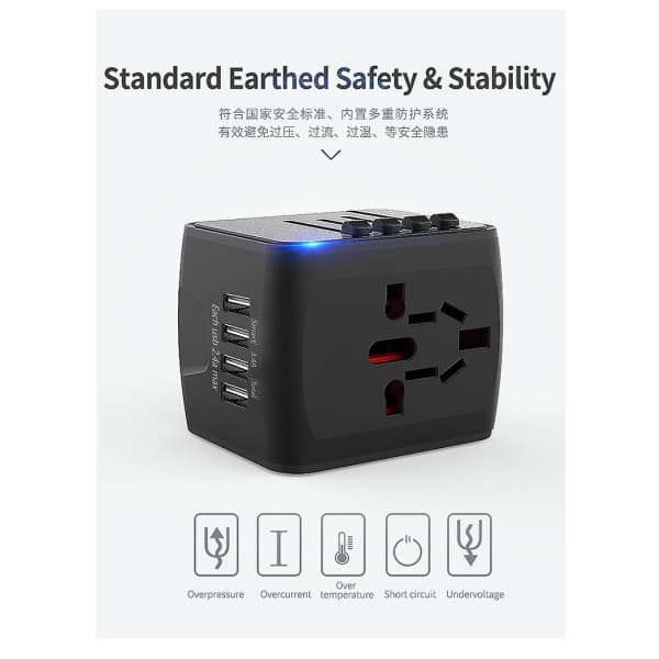 IC Travel Multifunksjonell USB-omformer 4USB-ladingstativ