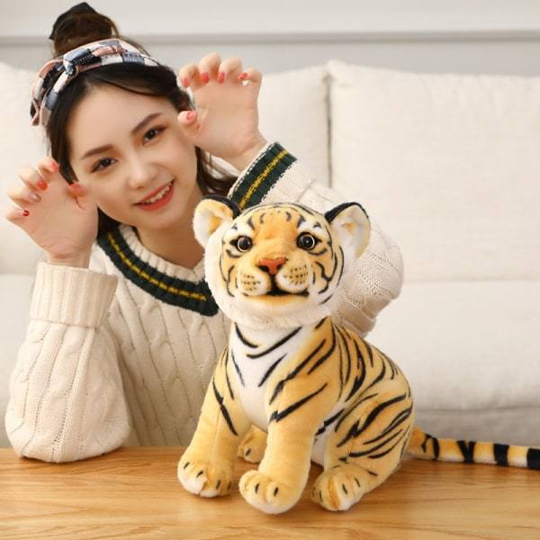 IC 23 cm Simuleret Baby Tiger Plysjlegetøj Fyldt Blød Vilddyr Skov Tiger Pude Dukker Til Børn Fødselsdagsgave