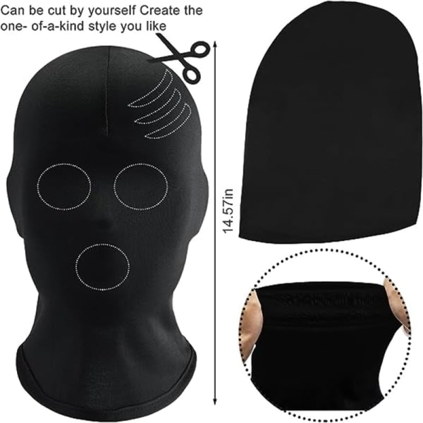 IC Sharharge 2 st svart helmaske Halloween spandex huva maske Hovedbeskyttelse Ansiktsløs maske for unisex cosplay kostym
