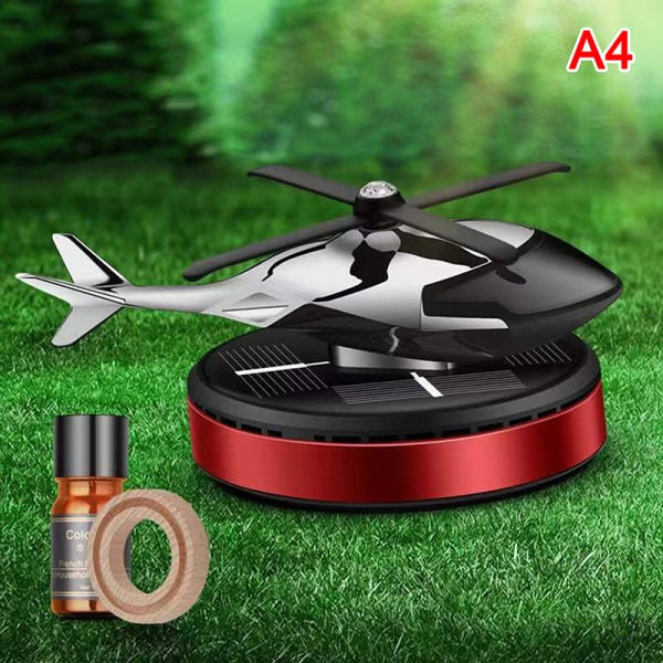 IC Bil Helikopter Luftfräschare Solenergi Flygplan Doft Diffusor Röd