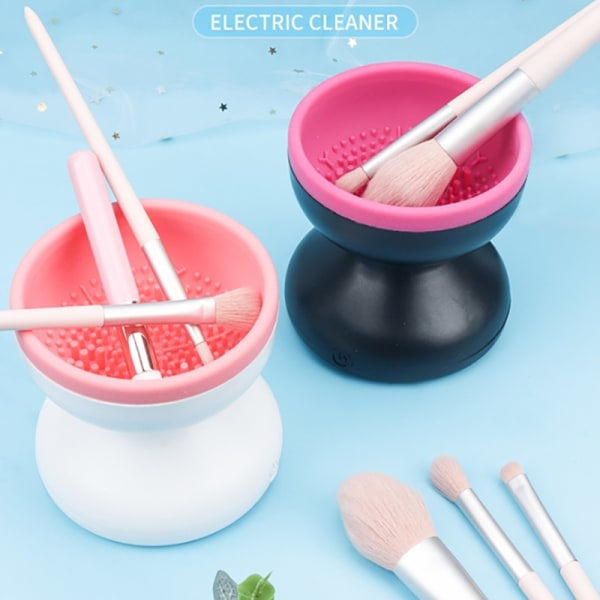 Bärbar USB Makeup Brush Cleaner, elektrisk kosmetisk borste, svart