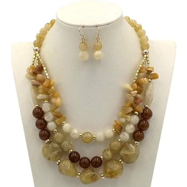 IC Bohemian Style Multi Oversized Pearl Tre-lags Halskjede for Gaver til Kvinner og Jenter