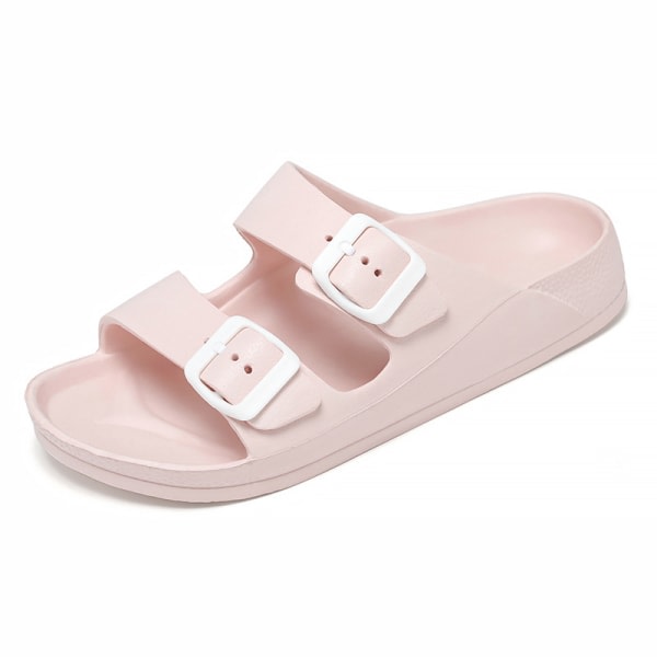 IC Justerbar Slip on Eva Double Buckle Slides Comfort Footbed String Sandaler för kvinnor