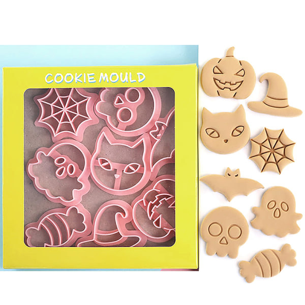 IC 8 stk Halloween Kageudstansningsværktøj Cookie Ting Mønster Ters Biscuit Fond