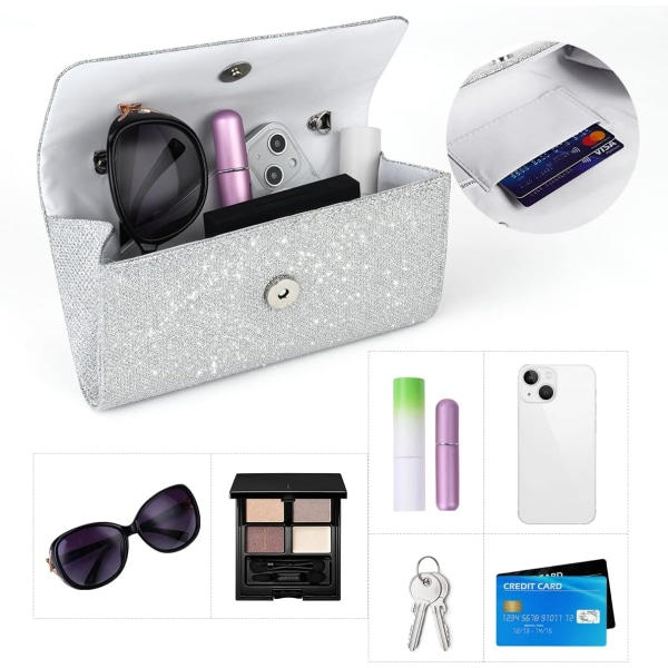 IC Aften Clutch Taske, Kuvert Clutch Taske Aftonväska til Kvinder, Glimtende Aften Håndtaske sort