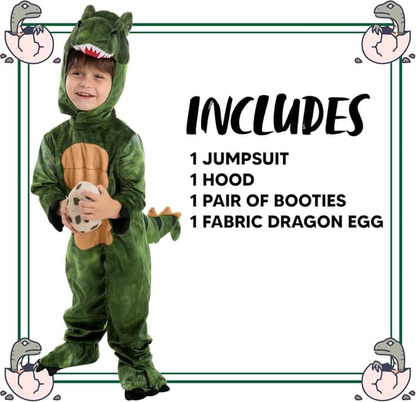 Barn Unisex Brun T-Rex Realistisk Kostym Grön Medium (8-10 år) Green Medium (8-10 yrs)