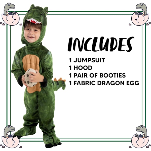 Lasten Unisex Brun T-Rex Realistinen Puku Vihreä Medium (8-10 vuotta) Green Green Medium (8-10 yrs)