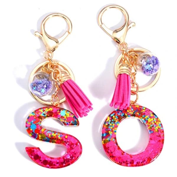 Sequins Handmade Resin Letter Keychain A-Z Initial Keychain Car Handbag Accessories N N