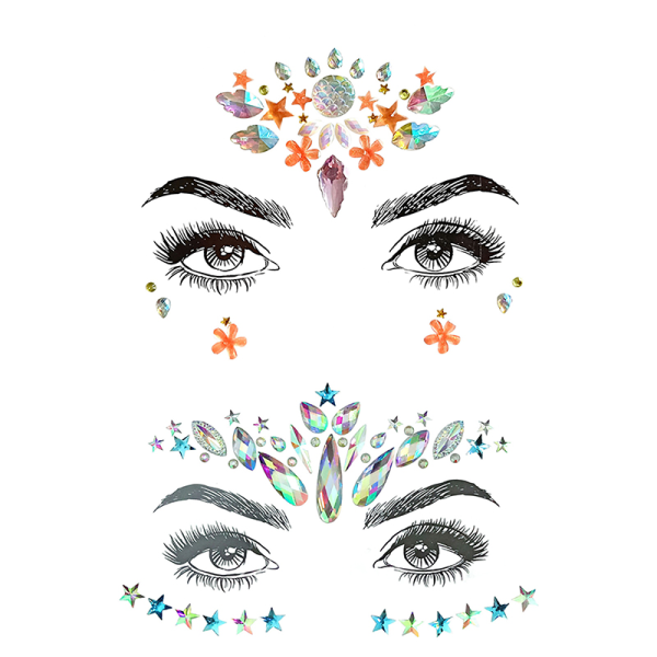 IC Face Jewels Självhäftande Ädelstenar Party Face Stickers Rhinestone M BL139