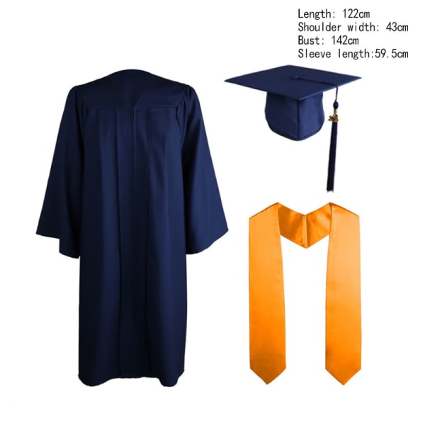 IC Bachelor Robes+hatt Set University Graduation Gown Student High Black 51