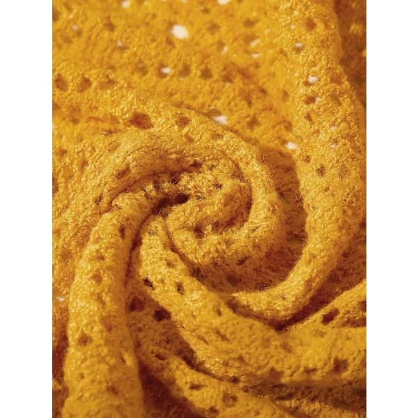 SHEIN VCAY Dam Enfärgad Utskuren Stickad Halsduk med Fransar Ingefära One-Size Ginger one-size
