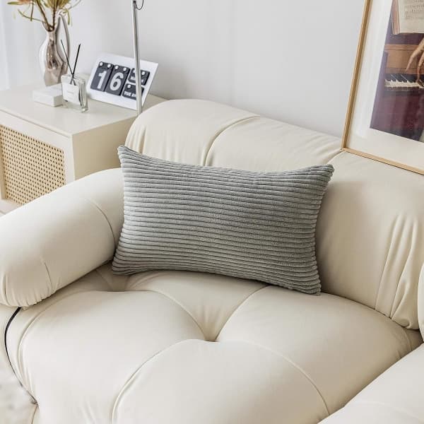 Kuddfodral 12x20 grå manchester set med 2 rektangulära dekorativa kuddfodral för soffa, 12x20 tum, ljusgrå