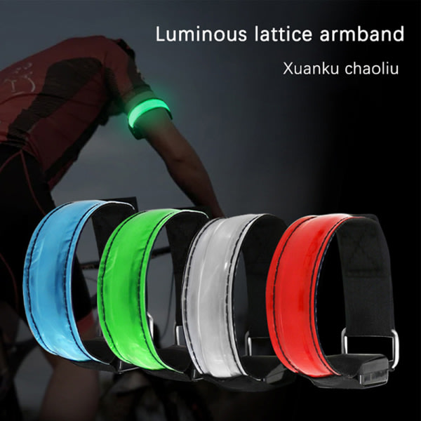 IC 1-pack LED reflekterande armband Nylon justerbart armband Luminou Vit
