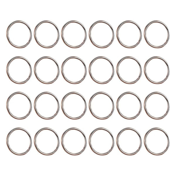 24 stk Nøgleringe Flad Nøgleringe Metal Nøgleringe DIY Nøgleringe (2,5x2,5 cm, sølv) IC