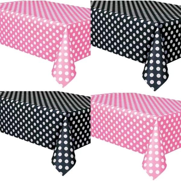 4-pack plastprickig duk rektangulär vit prickig duk 54 x 108 tum prickig cover (rosa och svart)