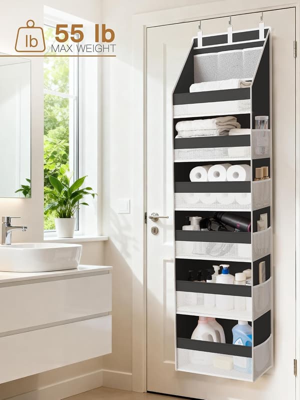 Hængende Dør Organizer - 6 Rum - 13 Netrum - Sort