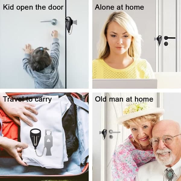 IC Bærbar DørLås, ReiseLås, AirBNB-Lås, Også for Skole