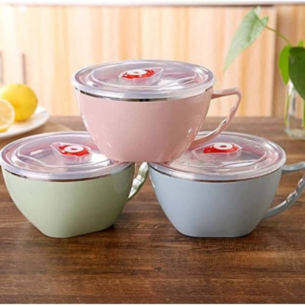 IC Rustfritt stål Ramen Nudelsoppa Pasta skål Mat Frisk Rosa