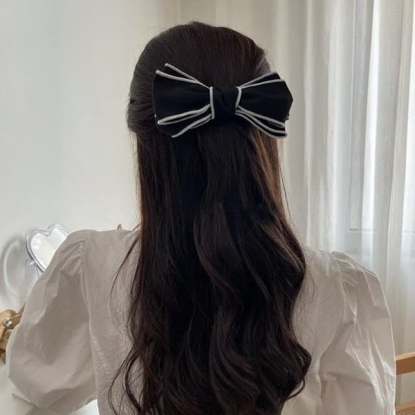 IC CNE 2 PAKK Elegant rosett hårklämmor Enfärgad Stor Svart