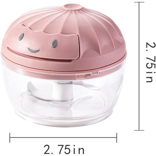 IC Manuell mini-valkosipulihakkuri kannettava lihamylly (vaaleanpunainen, 160 ml)