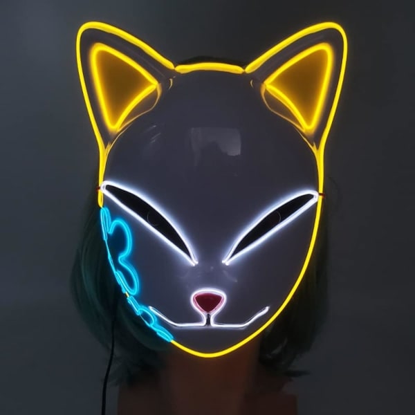 IC Demon Slayer LED-naamio Cosplay Hohtava Naamio Anime Demon Slayer Cosplay naamio naamio Halloween Pukeutuminen