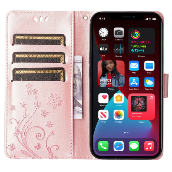 IC-deksel og roséguld fjärilsläder for iPhone