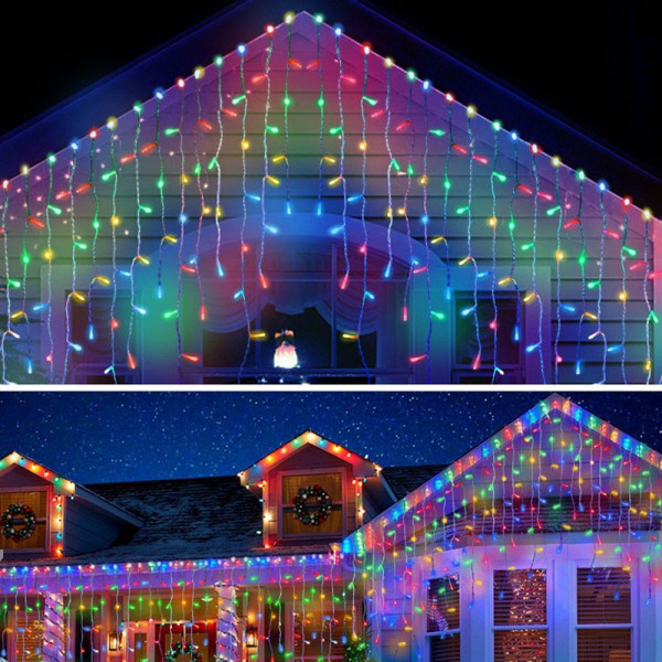 IC LED julebelysning utendørsdekor, 400 lysdioder 32ft med 75 multicolor
