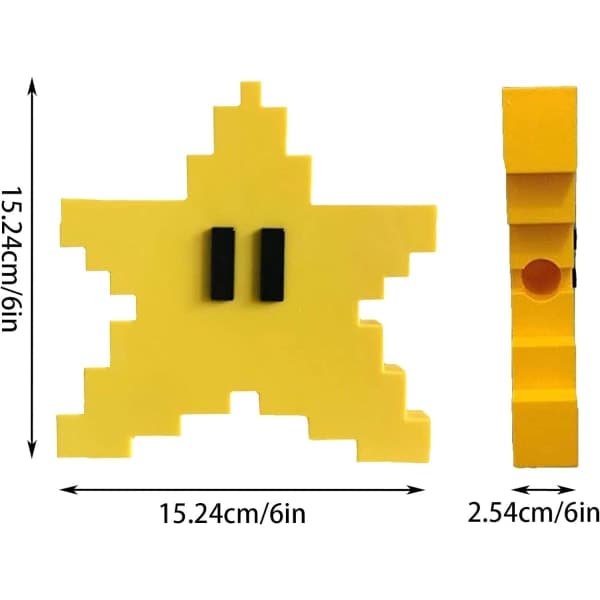 IC Rétro Super Mario Pixel Stjerne Juletre Topper Stjerneform