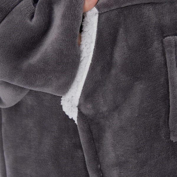 Hudedyna med Ärmar, Lång Herr Sherpa Mysig Tröja, Varm Överdimensionerad Hudedyna, Damig Fluffig Hudedyna, Snuggie Mysig