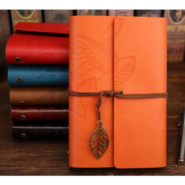IC Dagbok / Anteckningsbok 14 cm - Retro Läder Orange