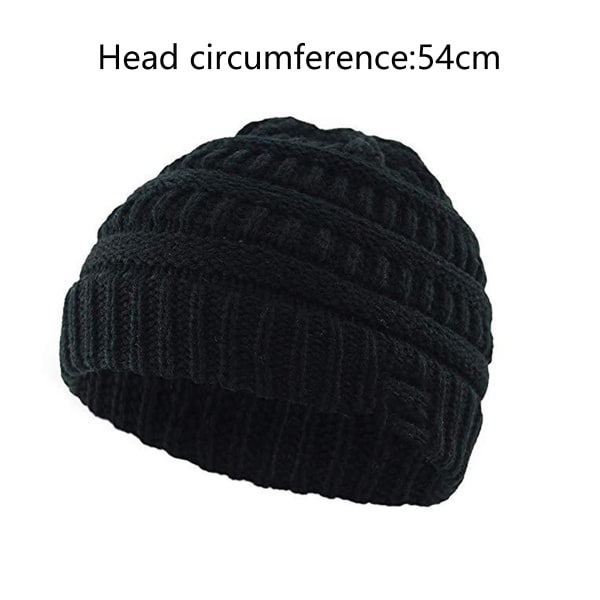 IC Vinterhue Toddler Strikket Hue Tyk Chunky Cap Blød Sort