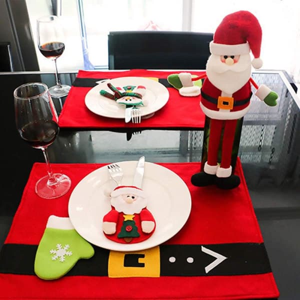 12 st Jultomte Snögubbe Bestickhållare Påsar Bord
