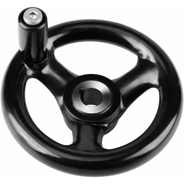 Fræsehåndhjul 1 stk Drejebænk Sort, 12 mm Boring 100 mm Diameter 3-eget Håndhjul med Håndtag til Fræsemaskiner, Drejebænke, Slibemaskiner——