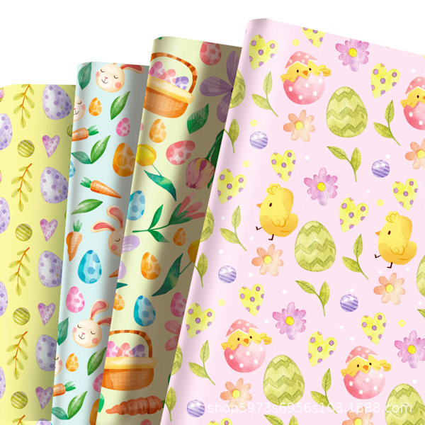 Vår Påskägg kanin kycklingar liten fräsch presentförpackning dekoration yttre omslagspapper 12 sheets (69*51cm)