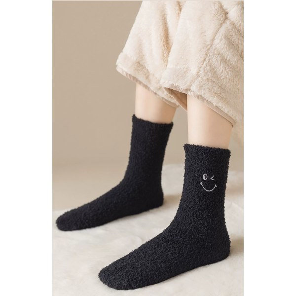 IC Korallfleece tykke termiske sokker, smilende ansikt termiske sokker