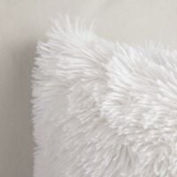 Set med 2 Lyxiga Pälssoffaöverdrag Dekorsoffa Hem Sovrum Säng Supermjuk Plysch Dekorativt Case 40X40cm 16X16 tum, Vit
