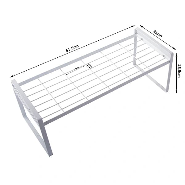 Metal Shelf One Tier Kitchen Organizer Rack White for Kitchen White White Vit