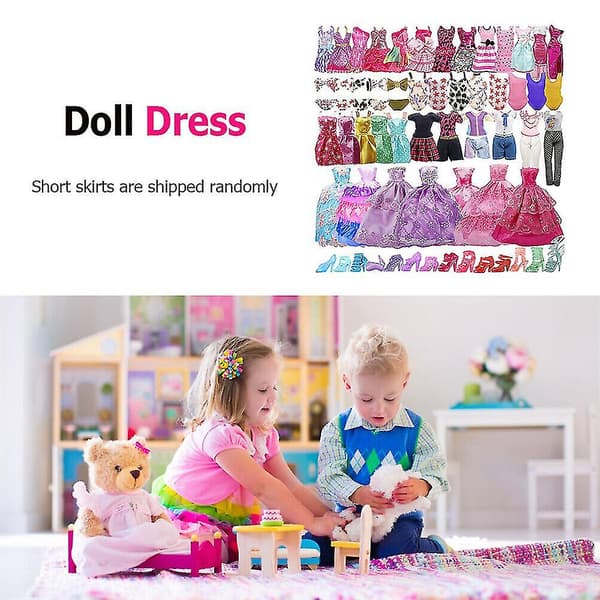 35-delad dockklädertillbehörssats dockkläder mini-fe-kollektion klädaccessoarer slumpmässig stil för flickor present[DB]