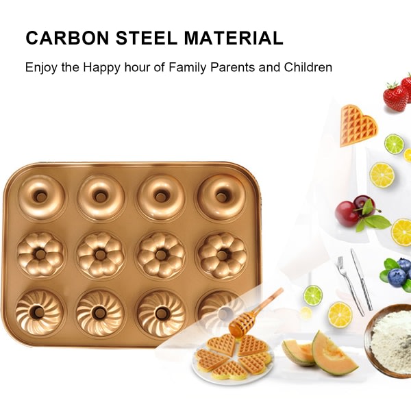 IC Donut Form Cake form, 12-kammar non-stick donut form, för ugn