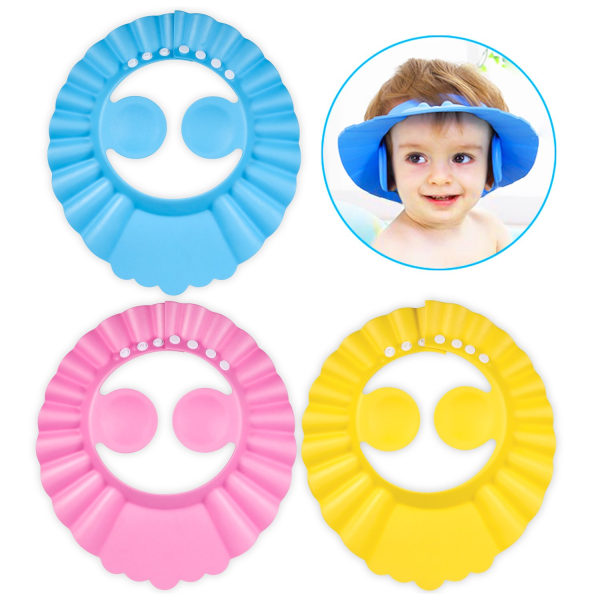 3 duschmössor för barn, skydda ansikte, ögon och öron från