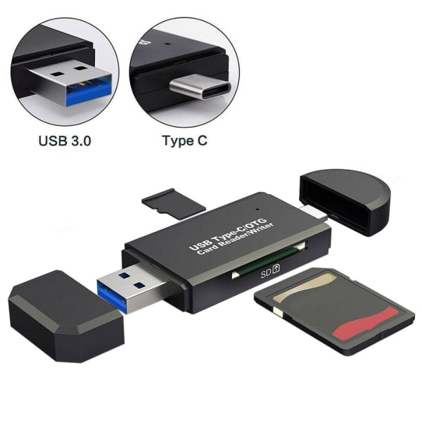 IC Kortlæsare - USB Type-C/ USB 3.0 Svart