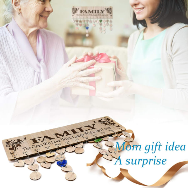 IC Presenter Present till mammor Mormor från dotter Unik | Trä Familj Födelsedag Påminnelse Tracker Kalender Board Wall-Wood