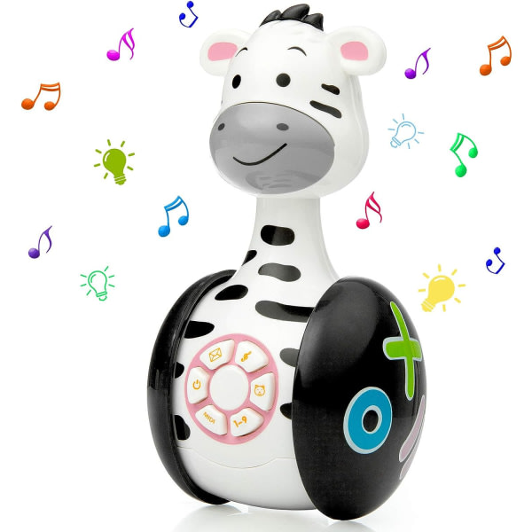 IC (zebra) Baby 6 måneder pluss, babymusikkleker, baby-, barneleker, lydleketøy med musikk og LED-lys, fødselspresang til baby