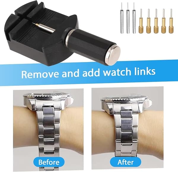52-delars klockreparationssats - Verktyg för att förkorta klockarmband - Med hammare och stift