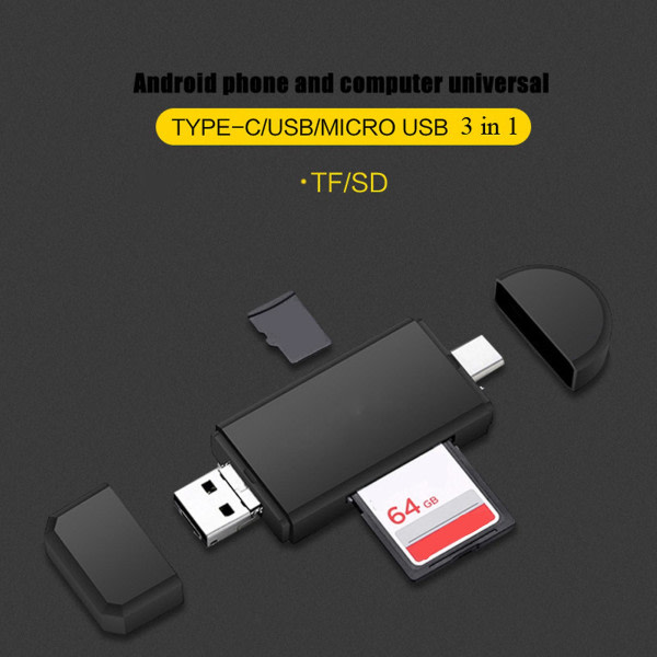 IC Minnekortlæser USB 2.0 Adapter Mikrogrænsesnit & Tf-kortplads