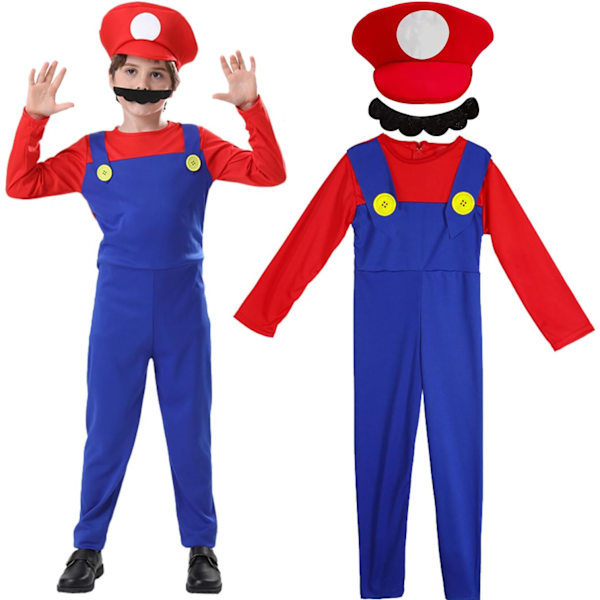 Luigi-dräktset, Luigi-dräkt, Bros, Maskeraddräkt, Kvinnor, Män, Outfit för jul, karneval, maskerad Children boys red XL