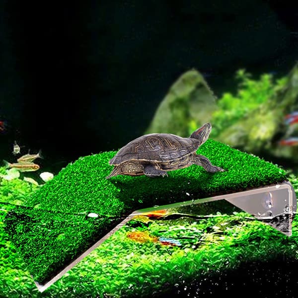 IC Sköldpadda Akvarium Simulering Gräsmatta Vila Plattform Reptil Ramp